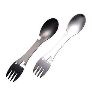 Sofra Kaşık Çok Aracı Can Açacağı Sofra Takımı Çatal Taşınabilir Şişe Çatal Multitool Kampı Gereçleri Spork Paslanmaz Çelik Piknik SN2658