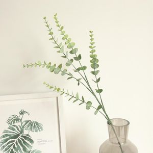 Dekoracyjne kwiaty wieńce eukaliptus sztuczna roślina gałąź zielona zielona pojedyncza plastikowa sztuczne akcesoria na ścianę kwiatową bukiet ślubny do domu d