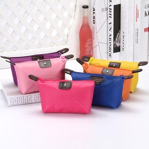 Foldable Women Travel Cosmetic Bag Mini Girl Makeup Organizer Waterproof Nylon Red Large Capacity Zipper Toiletry Pouch Case Bags & Cases