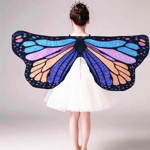 Kostuums Wraps Fairy Tale Princess Cosplay Kostuum Butterfly Wings Sjaal Cape Stole Kids Boys Meisjes Sjaal Wrap Girl Wing