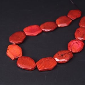 11-13pcs/strand Faceted Turquoises Slab Bead Pendants Orange Howlite,Cut Magnesite Stone Slice Nugget Loose Beads Jewelry Making