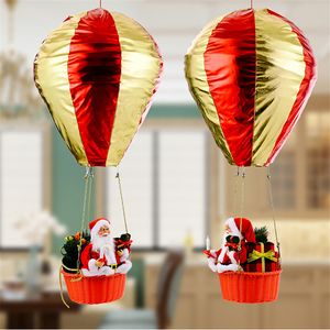 Christmas Hanging Ornament Hot Air Balloon with Santa Ceiling Pendant Indoor Outdoor Festive Holiday Decor PHJK2108