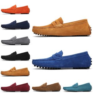 Moda eccellente uomo non di marca vestito scarpe scamosciate nero cielo blu rosso grigio arancione verde marrone uomo slip on scarpa in pelle pigra