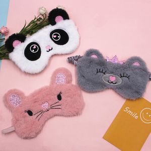 Panda Sova Mask Kvinnor Animal Mouse Bear Eye Cover Gullig Plush Girl Toy Lämplig för Travel Home Party Eyeshade J038