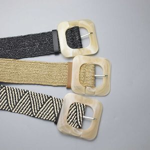 PP Grass Woven Elastic Belt Sydkorea East Gate Ny 4,8 cm Bred Europeisk och Amerikanskt New Street Belt Q0624