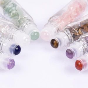 Natural Jade Art Rollerball Bottle Perfume Dispenser Transparent Glass 10ml gzp