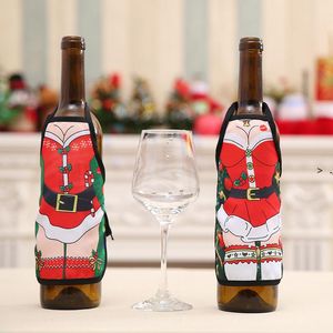 Red Wine Bottle Cover Beer Bottles Champagne Covers Christmas Party Table Decor Mini Xmas Festival Apron Santa Gift Packing Decora LLA8645