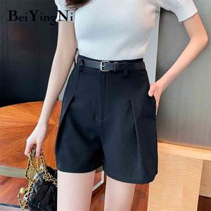 Suit Shorts Female Loose Korean Casual Slim Harajuku Wide Leg Women Pockets Office Ladies Work Wear Short 2XL 210506