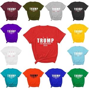 Trump 2024 Kortärmad Tshirt Kvinnor Mens Designers Sommar T Shirts Take Amerika Back Brev Runda Neck Sport Casual Tee Toppar G33Vryh
