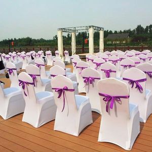 Hotell Bröllopsfest Bankett Meeting Elastic Chair Cover White Red Conjoined Tjockat Conjoined Hotel Home Chair Cover