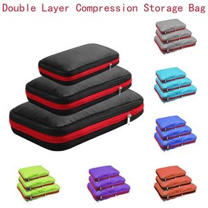 Wholesale luggage clothing organizer resale online - Double Layer Compression Storage Bag Portable Travel Luggage Clothing Organizer Waterproof Packing Bags Large Medium Small Size Duffel