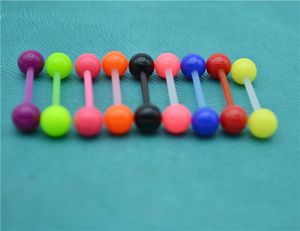 Wholesale tongue bar balls for sale - Group buy Bioflex Bioplast PTFE Coloured Flexible Tongue Bar Screw on Balls Straight Rings Fashion Body Piercing Jewelry Whole G