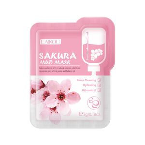 Japonya Sakura Yüz Maskesi Çamur 5g Cilt Temiz Koyu Daire Nemlendirin Yüz Kil Maskeleri