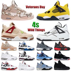 4s Men Women Basketball Shoes Wild Things Diy Black Cat Veterans Day Red Thunder University Blue White Oreo Fire Red Cool Grey Motorsports Bred Sports Sneakers