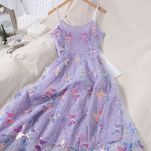 Butterfly платье блесток скольжения женщина элегантные сексуальные пляжные вышивка сетки вечеринки платья 2021 вечерний корейский клуб kawaii