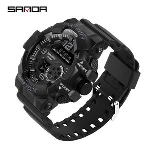 Sanda Watch for Homens Luxo Homens LED Water Water Wrist Watch Analog Digital Military Sport Clock Luminous Homens Relogio Masculino G1022