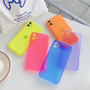Transparent Phone Cases For iPhone 12 11 mini Pro MAX XS XR 8 7 Plus Super Slim Colorful TPU Protective Cover
