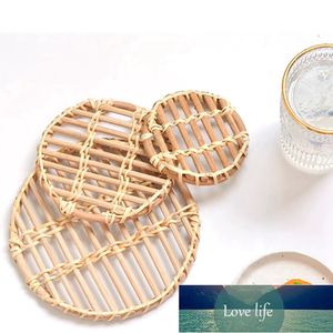 Rattan Coaster El Dokuma Bardak Demlik Placemat Kaymaz Kahve Seti Yemek Masası Bulaşık Mat Yalıtım Pad Mutfak Aksesuarları