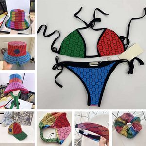 Projektanci damskie stroje kąpielowe seksowne bikini zestaw Rainbow Letter Print damski strój kąpielowy letni strój kąpielowy