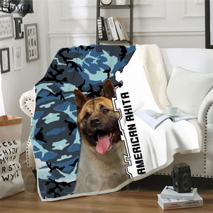 Wholesale plush dog blankets for sale - Group buy CLOOCL Blankets Pet Dog American Akita D Print Sofa Travel Throw Blanket Teens Plush Quilt