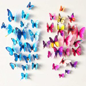 120 stücke 3d Schmetterling Wand Dekor Aufkleber Hochzeit Party Weihnachten Dekoration Kindergarten Kinder Schlafzimmer Home Decor DIY Schmetterlinge 210705