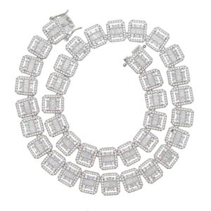 Nowy Naszyjnik Hip Hip Chain Chain Choker z bagietką łańcuch tenisowy CZ naszyjnik mrożone Bling 5A CZ Łańcuch Naszyjnik X0509