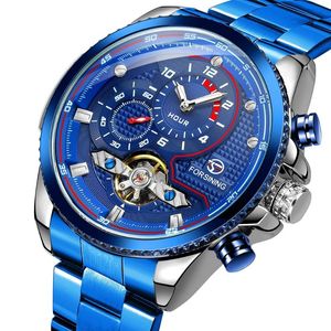 Wholesale tourbillion auto watch resale online - Wristwatches FORSINING Cool Men s Tourbillion Auto Mechanical Watches Band Gift Box Free Ship