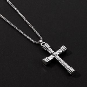 Vintage Goth Cross Pendant Necklaces Jewelry Charm Antique Silver Color Religious Christian Necklace Women Men Chains