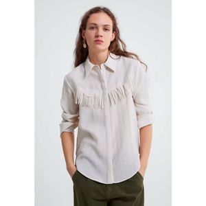 Giacca da donna in denim con frange in cotone beige da donna autunnale Giacca da donna resistente all'usura a maniche lunghe retrò Chic Top 210515