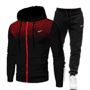 2021 neue Mode Baumwolle Track Sportswear Anzug Herren Trainingsanzug Herbst Und Winter Hosen Hoodie Pullover Zwei Jogging Anzüge 3XL G1217