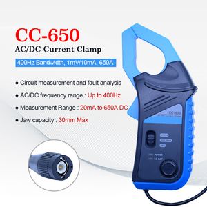Medidores de braçadeira Osciloscópio AC / DC sonda de corrente CC-65 CC-650 20KHz / 400Hz Largura de banda 1mv / 10mA 65A / 650A com plugue BNC
