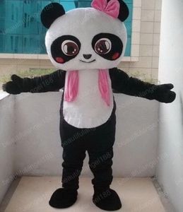 Halloween tjej panda maskot kostym hög kvalitet skräddarsy tecknad plysch anime tema tecken vuxen storlek jul karneval fancy klänning