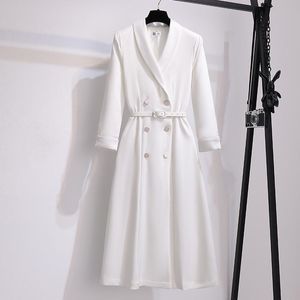 Casual Dresses Hepburn Kleid Französisch Weiß Eleganter Frühling Herbst Retro Dünne Frau Party Nacht Blazer Vestidos Verano 2021 Mujer