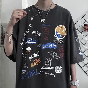 Męskie koszulki Graffiti Drukowane Koszulki Casual Rozmiar Darmowe Harajuku Styl Koszula 4XL 5XL Mężczyźni Tshirt Summer Top Tees