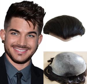 まっすぐな男性のかつら1bの灰色の完全なPu Toupee 32mmの波10Aインドのバージンレミー人間の髪のユニット