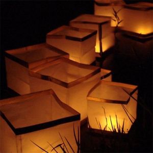 30st / lot Kinesisk guld / Silver Square Paper Inflate Floating Water River Candle Lanterns Lamp Light 15cm Q0810