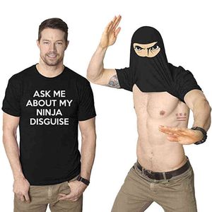 XS-5XL Mens Ask Me About My Ninja Disguise Flip T Shirt Забавный костюм Графический мужской хлопок Футболка Юмор Подарок Женский топ Tee G1222