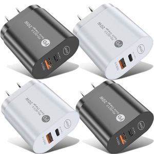 Szybki szybki ładunek UE UK UK 20W 12W PD Type C USB C WALL TALL SHARGER Smart Adapters do iPada iPhone 11 12 13 Samsung Huawei Android Telefon z pudełkiem detalicznym