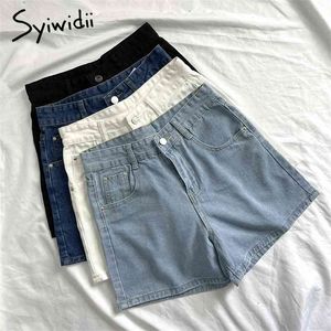 Syiwidii Jean Shorts für Frauen Sweatshorts Plus Größe Weiß Schwarz Blau Kleidung Denim Hohe Taille Casual Solide Sommer Mode 210323