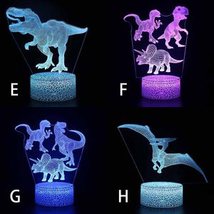 2021 Multi estilos LED Base Base Night Light 3D Lâmpada Ilusão Dinossauro 4mm Luzes Acrílicas Painel RGB com Remoto