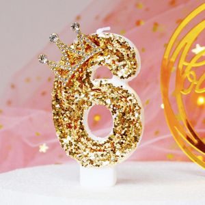 Other Event & Party Supplies 1Pc Glitter Number Cake Toppers Baby Shower Birthday Decoration Wedding Gold Silver Digital Cakes Dessert Decor