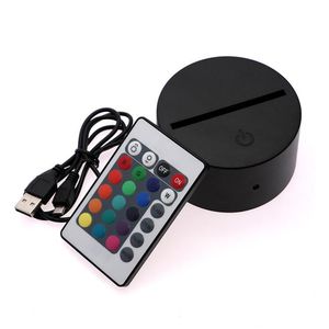 2021 Acrylic 3D LED Lamp Base Table Night Light 7 Color-Adjust ABS USB Remote Control Lighting Accessories Bulk Wholesale