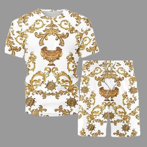 Men's Tracksuits Retro Ethnic Style Sets Summer Casual Short Sleeve 2 Piece Set T-Shirt And Shorts Can Separate Sell 2021 Tracksuit For Man