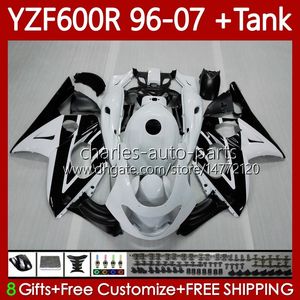 Kit de corpo para Yamaha YZF600R Thundercat YZF 600R 600 R 1996-2007 Bodywork 86No.178 YZF-600R 96 97 98 99 00 01 branco preto YZF600-R 02 03 04 05 06 07 Fairings de OEM + tampa do tanque