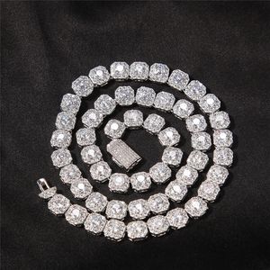 9mm Iced Out Square CZ Tennis Chain Rock Sugar Zircon Trendy Men's Necklace Personality Fashion