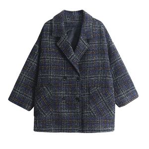 Wonder Winter Korean Overcoat Vintage Woolen Loose Coats female Double Breasted Turn-down Collar 210510