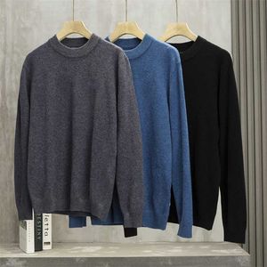 Jesień męska Sertigan Casual Style Solid Color Basic Wszechstronny Styl Wysokiej Jakości Okrągły Sweter Neck Sweter 211014