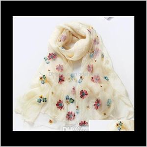 Wraps Hats, Scarves & Gloves Fashion Aessories Drop Delivery 2021 Women Chiffon Flower Embroidery Shawl Hijab Wrap Headband Ladies Muslim Hij