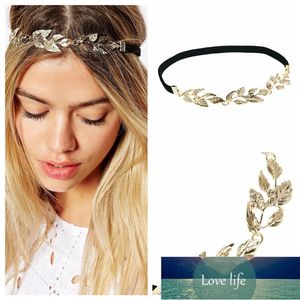 New Hair Decorate For Women Gold Metal Leaf Hair Band Elastic Hair Band Fashion Rhinestone Headband Jewelry Factory price expert design Quality Latest Style