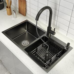 304 pia de cozinha dupla de aço inoxidável com torneira topmount ou undermount bacia-escuro-cinzento vegetal lavar a lavagem da lavagem